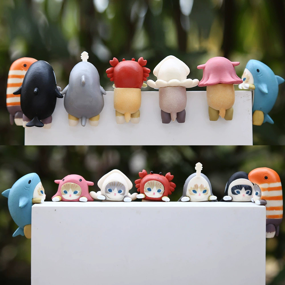 Cat Box Blind Series Mofusandhippers Sonny Angel Cat Shark อุปกรณ์โทรศัพท์มือถือน่ารักเดสก์ท็อปตกแต่ง