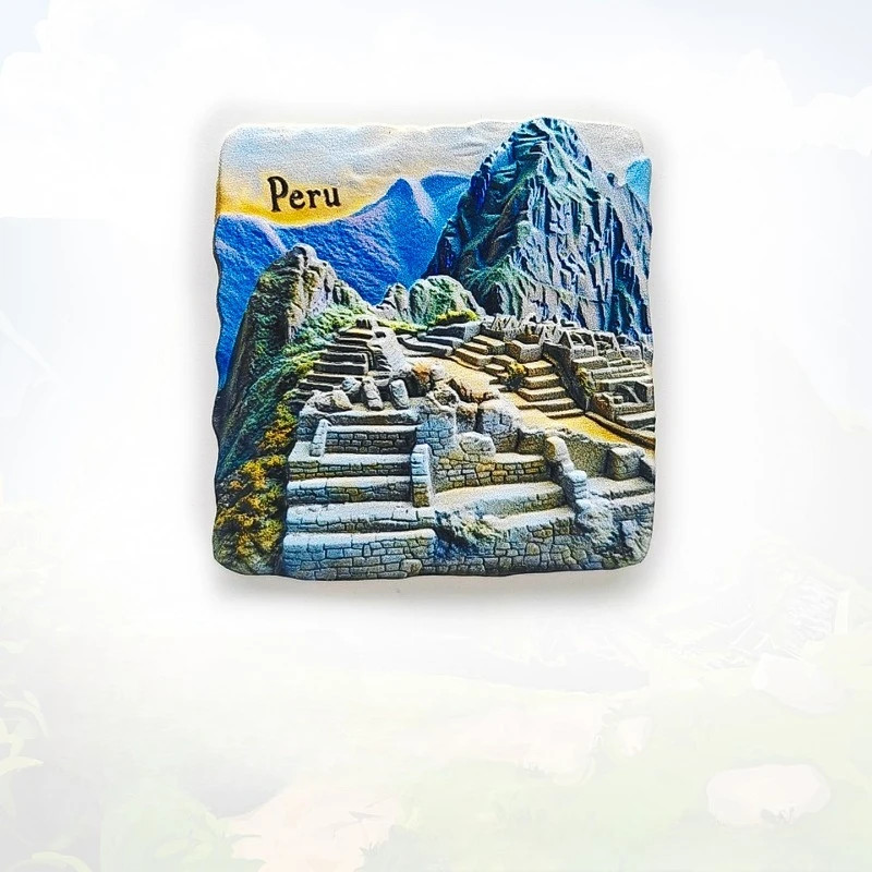 Machu Picchu แม่เหล็กติดตู้เย็น - ของที่ระลึกเปรู 3D Integra Ruins Decor ของขวัญภูเขา Andes ที่ไม่ซ้