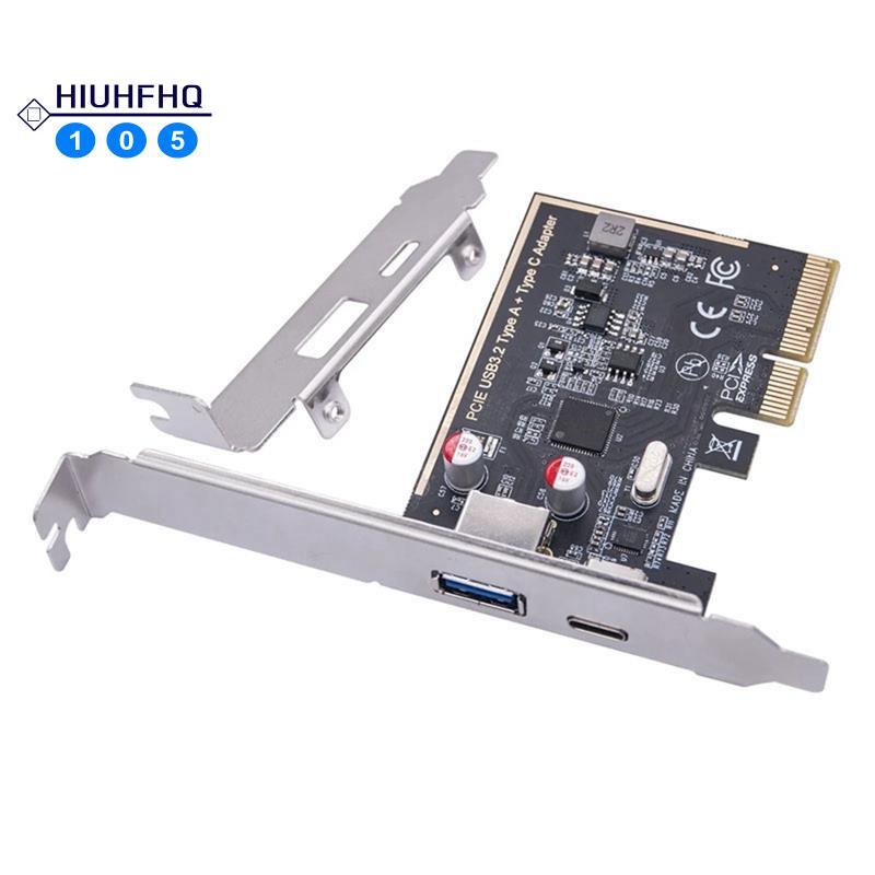 Hiuhfhq106PIE USB 3.2 GEN2 10G + ประเภท C 10G อะแดปเตอร์ PCI Express X4 การ์ดขยาย Riser ASM1142 ชิปค