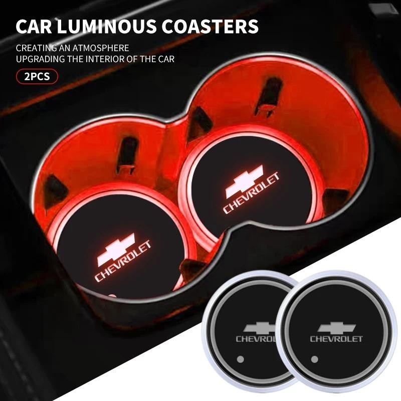 1/2pcs รถ Luminous ถ้วยน้ํา Pad LED บรรยากาศสําหรับ Chevrolet Cruze Lacetti Captiva SS Z71 Equinox T