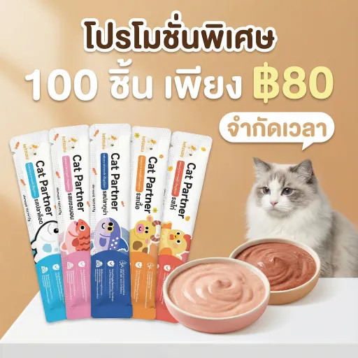 Ketzuzu ขนมแมวเลีย 17g (100ชิ้น) ครีมมี่ทรีทแมว ไม่เค็ม บำรุงขน+เสริมภูมิคุ้มกัน อร่อยฟิน สารอาหารครบ