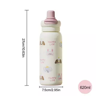 （COD）สแตนเลส316 แก้วเก็บความเย็น แก้วเก็บอุณหภูมิ 620ml ขวดน้ํา ลายน่ารัก พร้อมหลอด มีหูหิ้ว