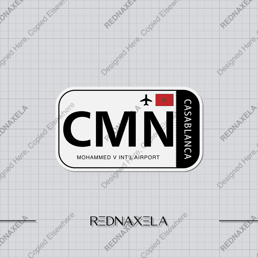 Mohammed V International Airport Vinyl Sticker รหัส CMN Sign Sticker