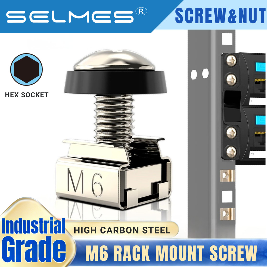 SELMES M6 x16mm Rack Mount Cage Nuts, Hex สกรูเครื่องซักผ้าสําหรับ Rack Mount Server ตู้ Rack screwc
