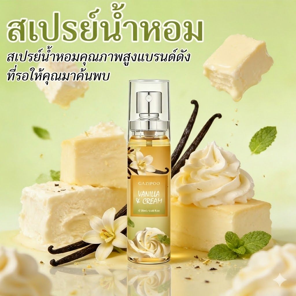 🌟 น้ำหอม Gazipoo กลิ่น Vanilla & Cream (20ml) หอมหวานวนิลา ละมุนเหมือนขนม สายคาเฟ่ต้องมี! ติดทน เย้ายวน