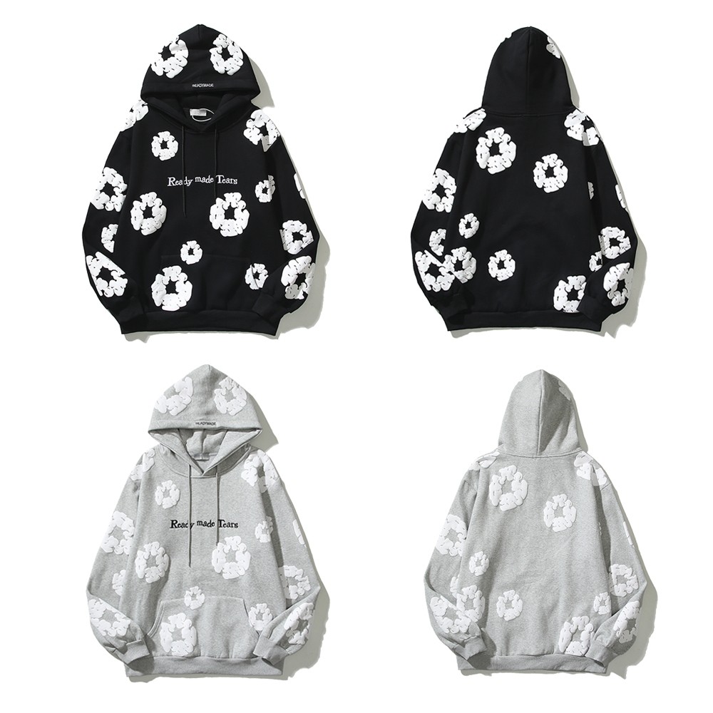 hoodie สไตล์ STREET Y2K สำหรับทุกเพศ พัฟพิมพ์ผ้าฝ้าย
