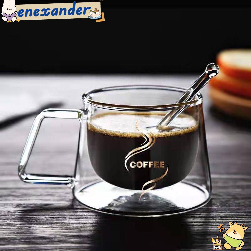 Enexander 200ml ถ้วยชากาแฟฉนวนแก้วอาหารเช้า Borosilicate สูง