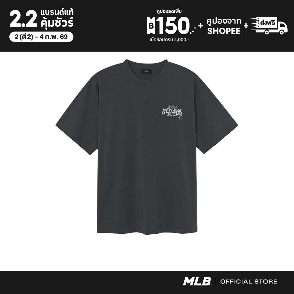 MLB เสื้อยืด ยูนิเซ็กส์ Basic Street Logo Mega Over Fit T-Shirts รุ่น 3ATSB1154 43CGS สีเทาชาร์โคล