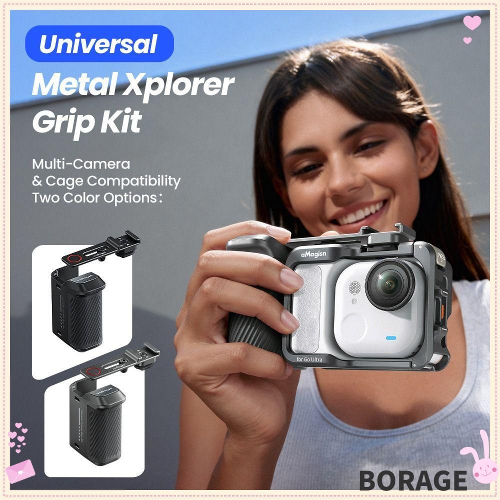 BORAG Street Grip Vlog Holder, ปุ่มชัตเตอร์ปรับ Xplorer Grip Kit Handle, Quick Release กล้องขยายอะแด