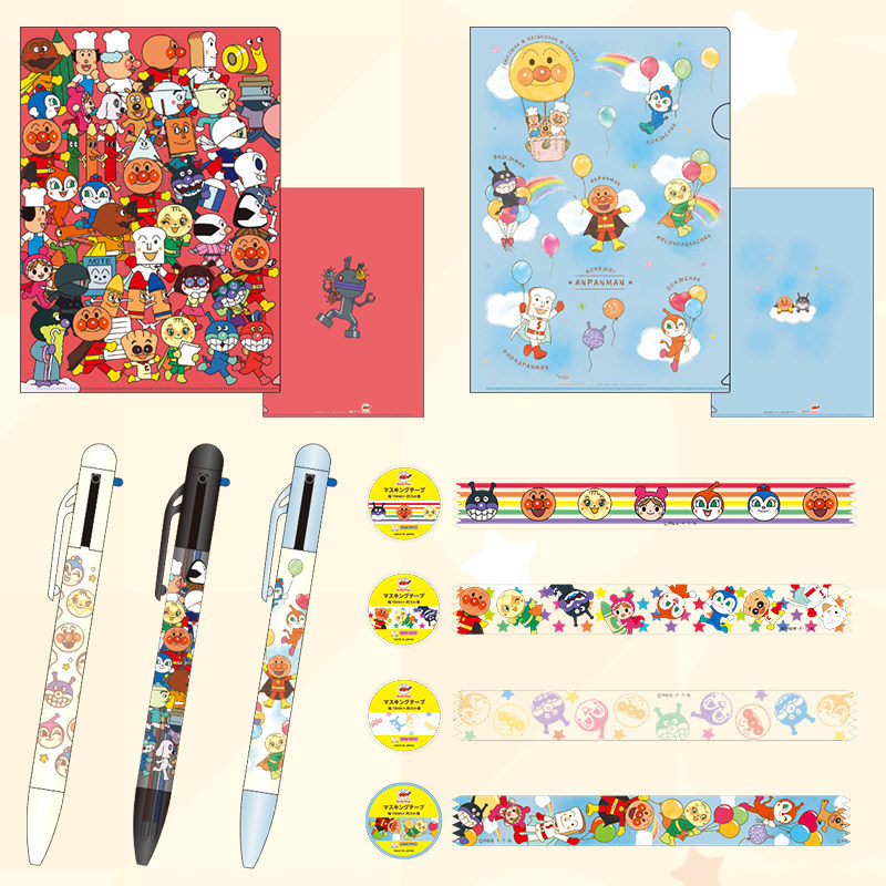 พร้อมส่ง Japan sunstar sunstar Anpanman Limited Tape A4 โฟลเดอร์ชั้นเดียว Tricolor Pen