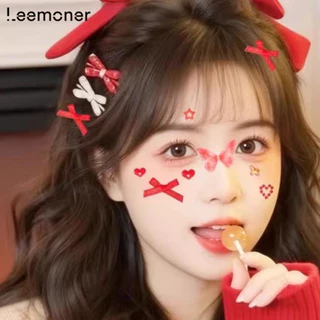 【Lemon】Hollow Star Heart Face Stickers Mesh Bow Rhinestone Creative Decals Eye Makeup Decoration-LN