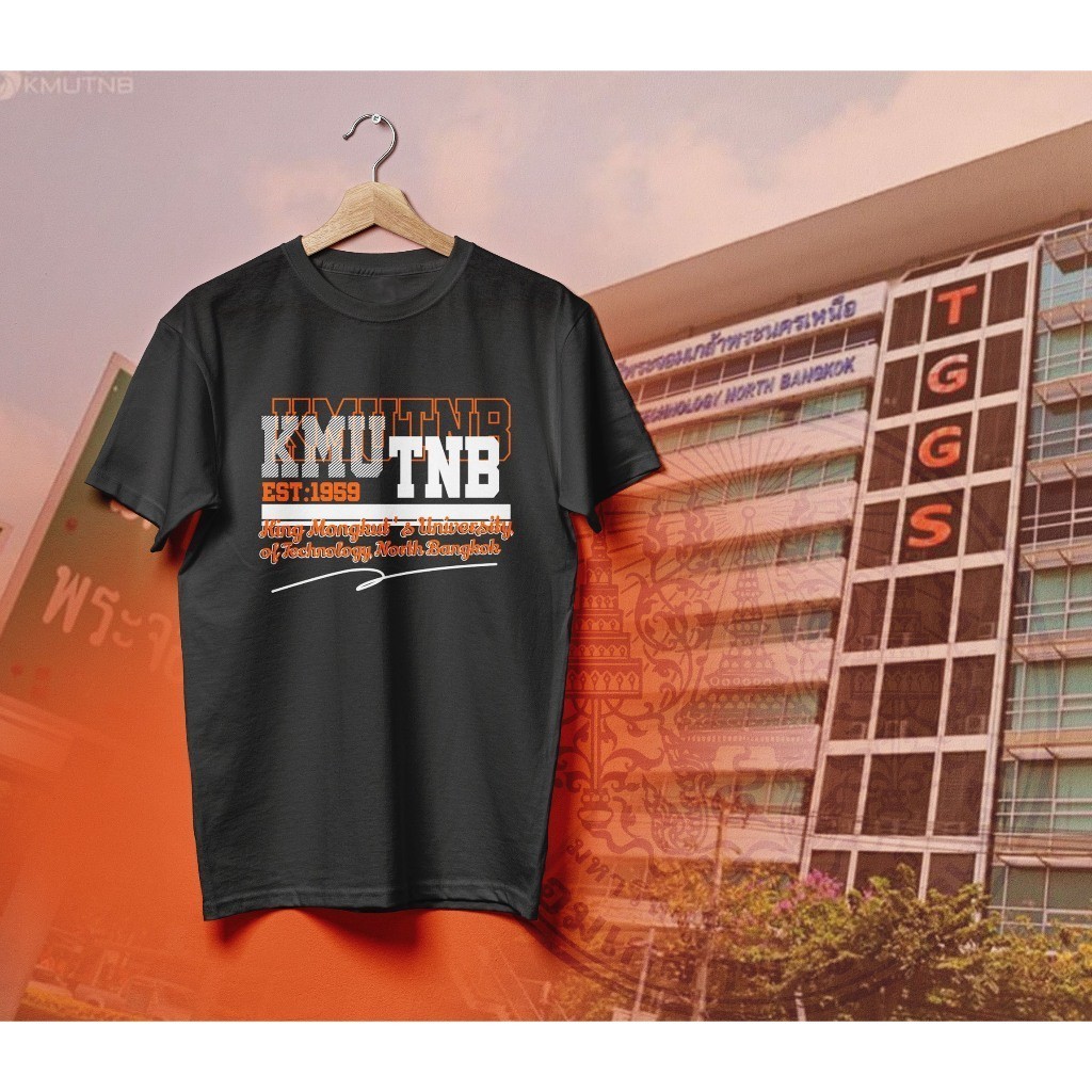 ✨🐾 ใหม่ เสื้อยืด KMUTNB มหาวิทยาลัยเทคโนโลยีพระจอมเกล้าพระนครเหนือ ชุด4 มี 3 สี  สีขาว สีดำ สีส้ม ใส