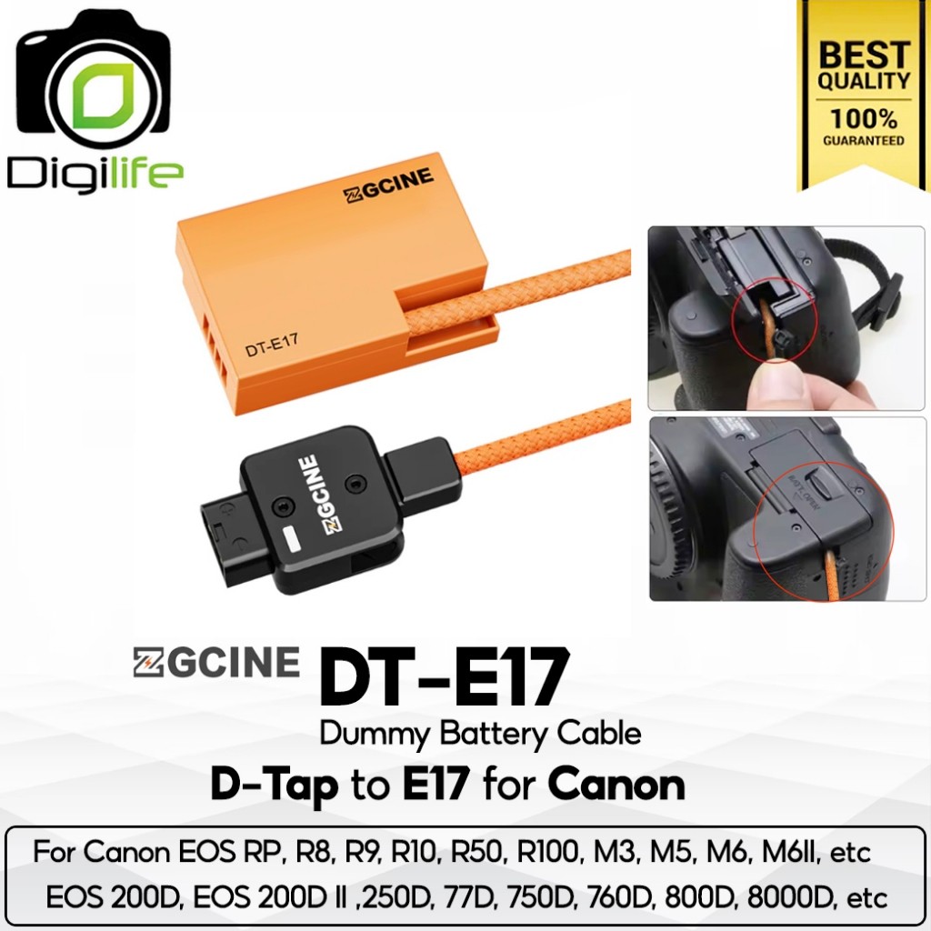ZGCINE Battery DT-E17 Dummy Battery Cable สำหรับ ใช้แทน Canon Battery LP-E17 ( D-Tap Port )