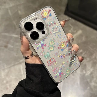 🎈🎈เคส iPhone13 17 สำหรับ IP11 12 13 14 15 16PROMAX XS 16 IP11 เคสใสแบบแวววาว TPU นุ่มสีสันสด ลายการ์ตูนสีสันสดใสน่ารั