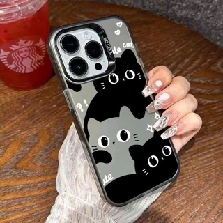 🔥ส่งจากไทย🔥 เคสไอโฟน11/12/13/14/15/16/17 Pro Max Cute Black Cat TPU Matte Ca สำหรับ iPhone 13,14,15,13PM,14PM,15PM เคส