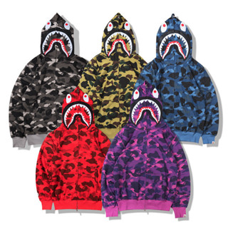 แจ็คเก็ตเสื้อฮู้ด Bape ลายหัวฉลามและเอพ แบบ3D กันหนาว สไตล์ …
