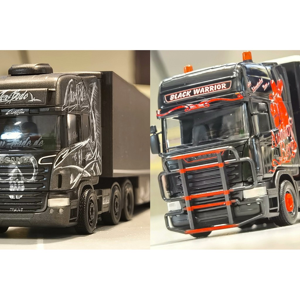 Herpa 1: 87 โมเดลรถ Scania R08 Jens Bode Ghost Knight Painting (มาเร็วๆนี้), Scania R13 Autohof ภาพว