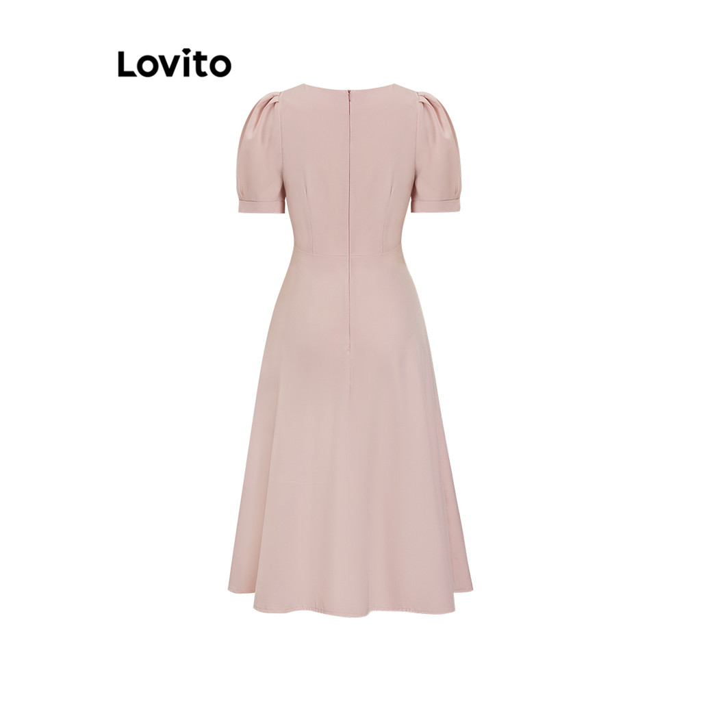 Lovito ชุดเดรสหรูหราชุดเดรสแขนพัฟห่อธรรมดาสําหรับผู้หญิง L77ED262 (หลากสี) - รูปที่ 3