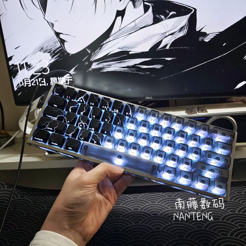 X XVX Lightning Pattern 2.0 Keycap mad60 ด้านข้างโปร่งใส IMD Craft สีดําหมอกโปร่งใสโปร่งแสงแป้นพิมพ์