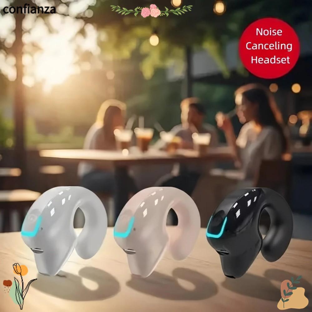 CONFIANZA หูฟังไร้สายบลูทูธ 5.3 พร้อมไมโครโฟนหูเดียวชุดหูฟังตัดเสียงรบกวน,กันน้ําน้ําหนักเบา OWS Dri