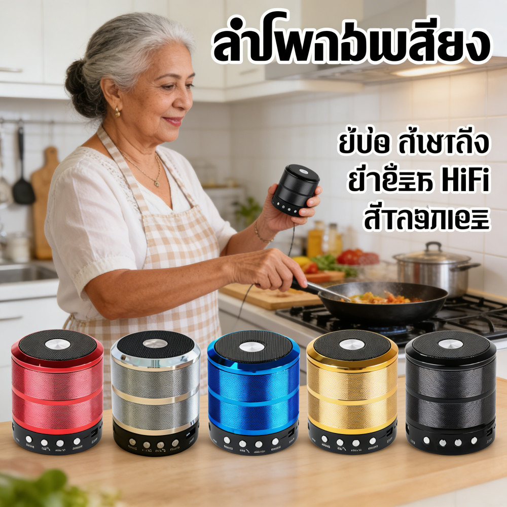 ลำโพงบลูทูธ กันน้ำ IPX1 ลำโพงบลูทูธไร้สาย ง่ายต่อการพกพา บลูทูธรุ่น WS887 น้ำหนักเบา เสียงดี เบสหนัก