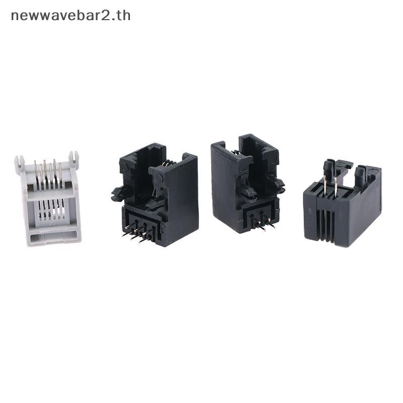 # waveba # 10PCS RJ11 โทรศัพท์ Soet ขาโค้ง 95001 4P4C 6P6C 6P4C หญิง Ja Pcb Connector โทรศัพท์ Soet 