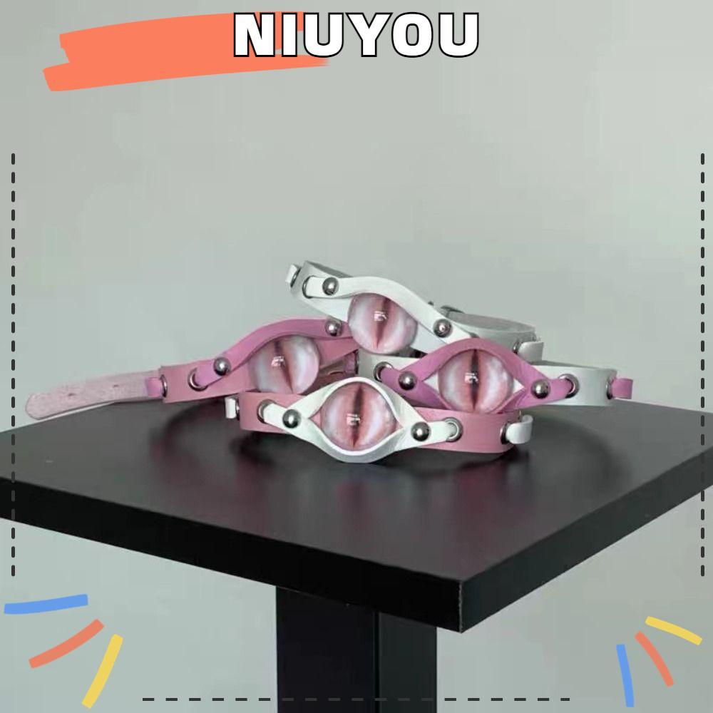 สร้อยข้อมือ NIUYOU สไตล์ Harajuku Evil Eyes หนังแท้ ดีไซน์Rock Punk สำหรับคนชอบความงามแบบ Grunge และ
