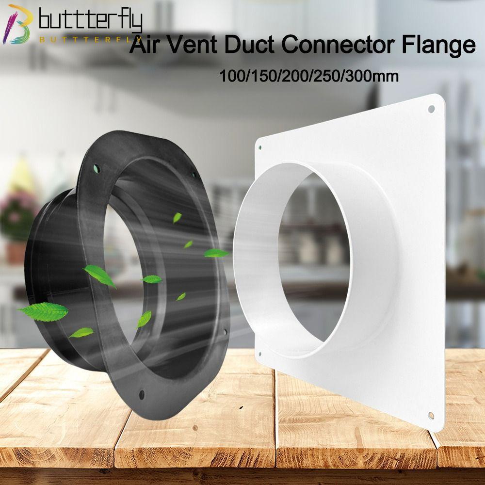 BUTTTERFLY Square To Round Flange Interface, Ducting Tool พลาสติก Vent Pipe Adapter Flange Connector, ติดผนังติดตั้งง่าย Air Vent Duct Connector Flange