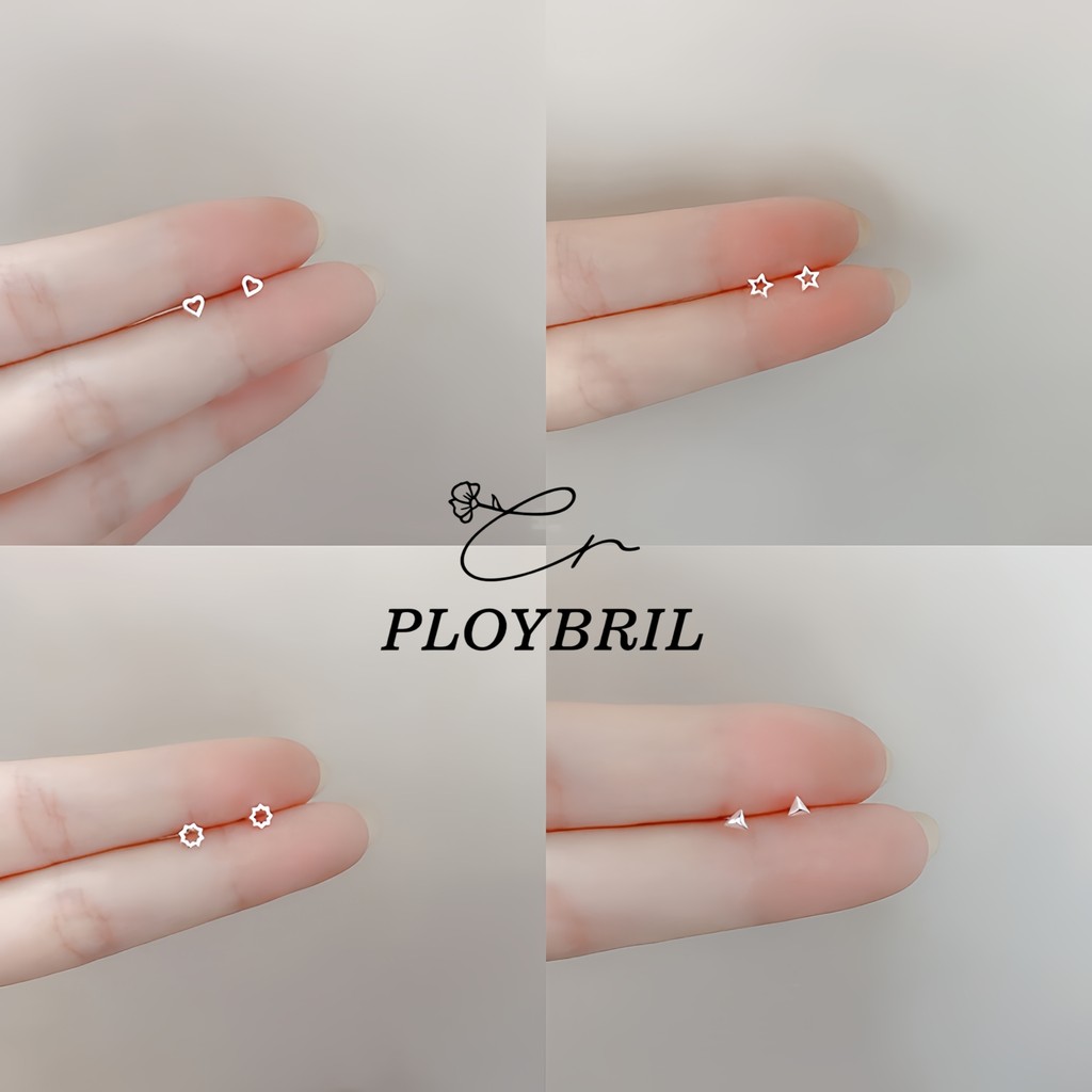 PLOYBRIL💖ต่างหูเงินแท้ 925 มินิ ไม่แพ้ง่าย ไม่เป็นสนิม ติดทนนาน แบบเรียบง่าย แฟชั่นต่างหูจิว สําหรับนักเรียนหญิง E047
