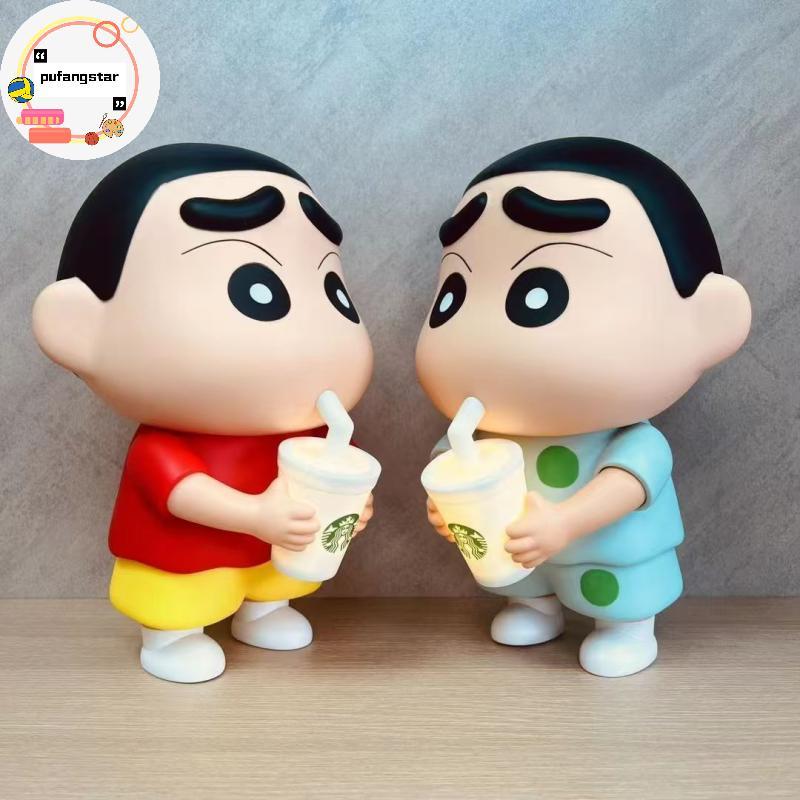 Pufangstar 1 ชิ้นไวนิลนมชาถ้วยเรืองแสงเดสก์ท็อปเครื่องประดับ 25 ซม.ใหม่ Crayon Shin-Chan มือตุ๊กตา N