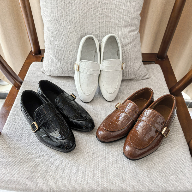 รองเท้าหนัง Boys Fashion Casual Peas Shoes Crocodile Pattern Boys British Korean Version Pointed Toe