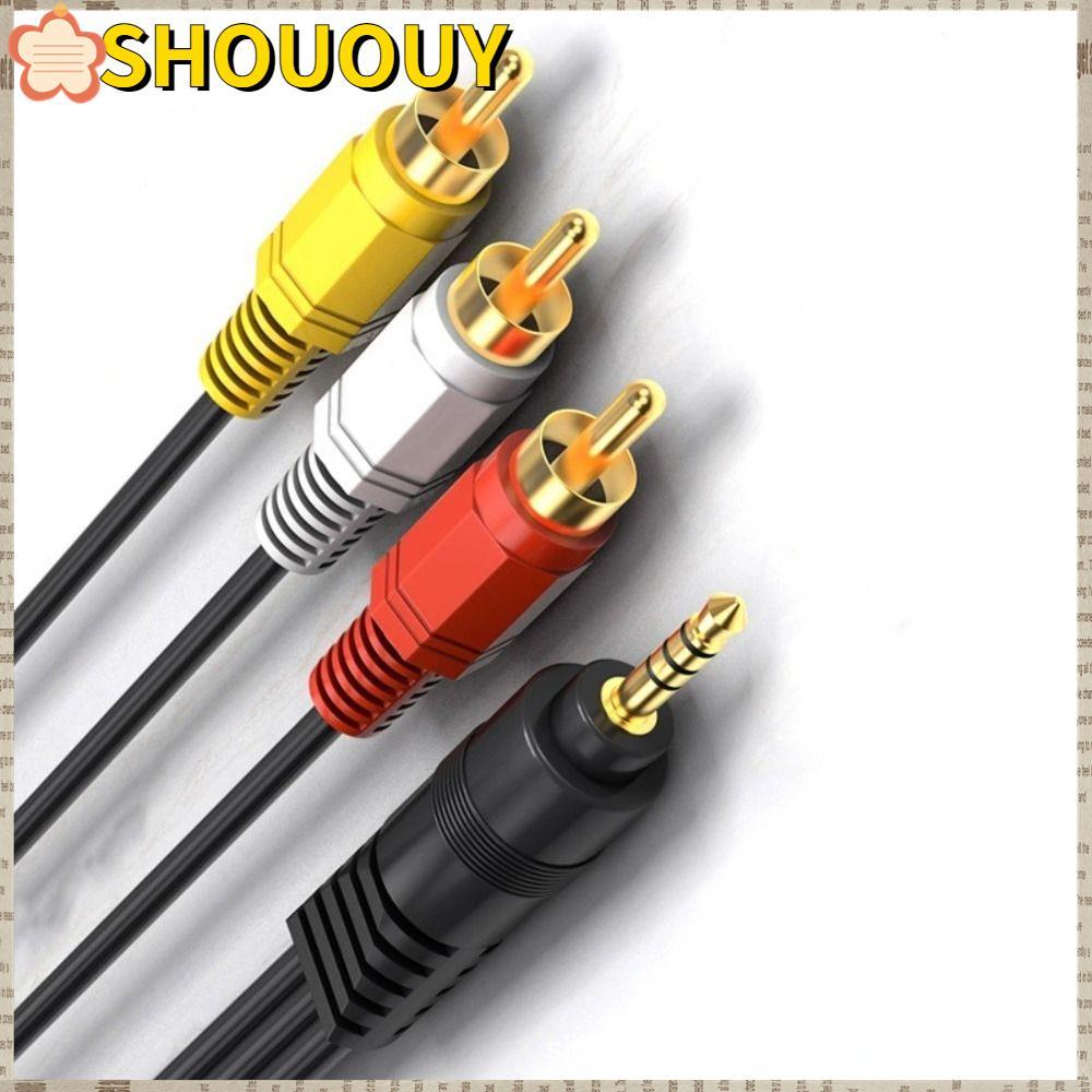 SHOUUY 3.5 มม.ถึง 3 สาย RCA, Plug and Play Male AV Cord, Professional Gold Plated 1 ถึง 3 สายเสียงทน