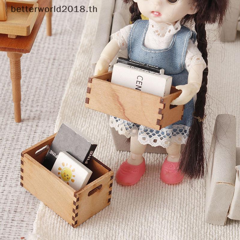 [bet] 1/12 Dollhouse Mini ตะกร้าเก็บไม้ตุ๊กตาจําลองเฟอร์นิเจอร์โมเดลตุ๊กตา House Micro ฉากอุปกรณ์ตกแ