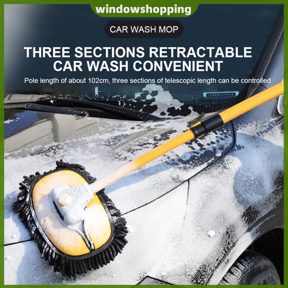 แปรงล้างรถ Telescoping Auto Detailing Mop Long Handle Vehicle Care Cleaner Chenille Auto Care Access
