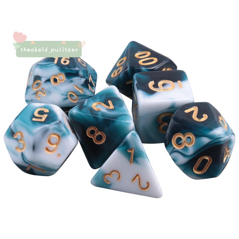 7 ชิ้นชุดลูกเต๋า Polyhedral ลูกเต๋าชุดบทบาทเล่นลูกเต๋าสําหรับ DND บทบาทเล่น