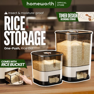 HOMEWORTH Rice Storage Container Airtight Sealed Kitchen Grain Bin Keep Fresh Modern Simple Design Large