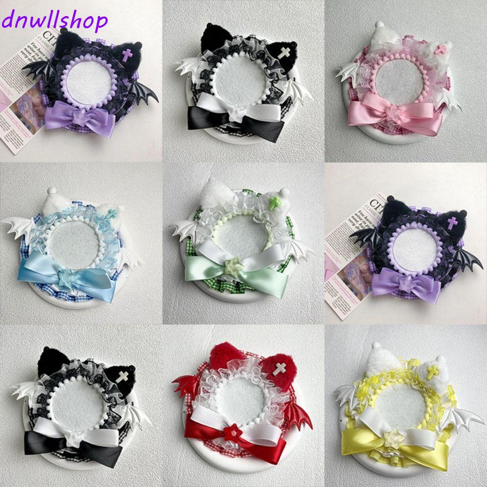DNWLSHOP แม่เหล็กอะนิเมะผู้ถือป้าย,ลูกไม้ปีก Pins ฐานแสดง,หวาน Star Plush Bow Cat หูป้ายดอกไม้ Ita กระเป๋าอุปกรณ์เสริม