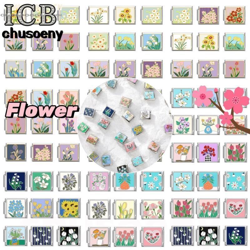 🌸DIY ภาษาอิตาลี เสน่ห์ สร้อยข้อมือ ข้อต่อฟิตติ้ง 9 มม ดอกไม ้ Diy สร ้ อยข ้ อมือคู ่ Diy แฟชั ่ นเครื ่ องประดับอุปกรณ ์ เสริม Retro บุคลิกภาพโมดูลสร ้ อยข ้ อมืออุปกรณ ์ เสริมของขวัญวันวาเลนไทน ์ italian charm links for bracelets