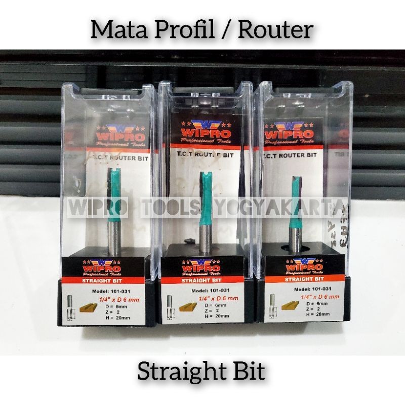 MATA Wipro Wood Profile Straight Bit 1/4 6mm, 8mm, 10mm - Router Bit / Profile Bit - Wipro Trimmer B