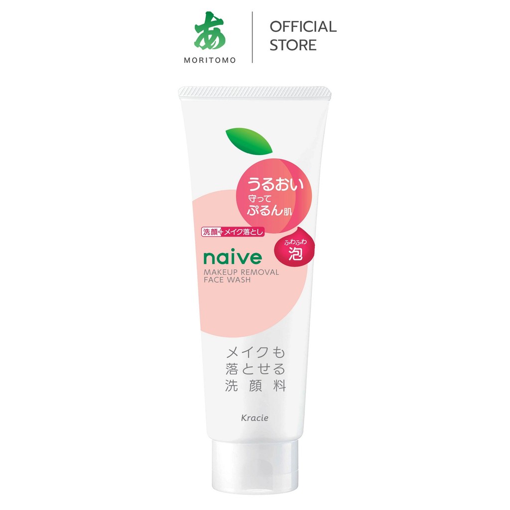 MORITOMO Official - NAIVE Makeup Removal Face Wash Peach 180 g / โฟมล้างเครื่องสำอางและทำความสะอาดผิ