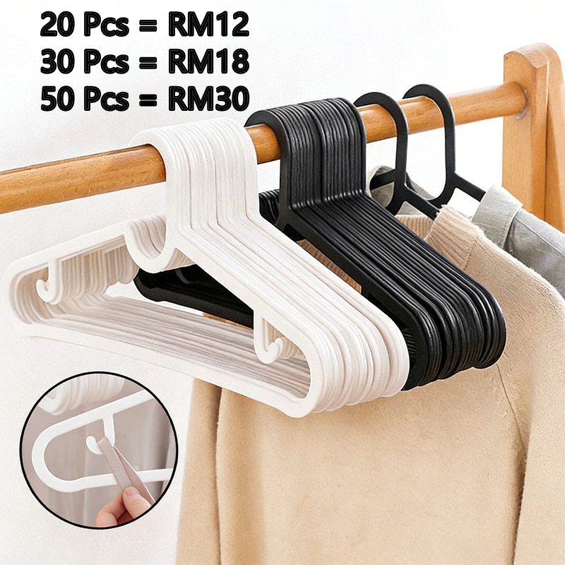 Spruttig Hanger Premium Hanger Baju Non Slip Clothes Hanger Set Hanger Tudung Plastic 衣架