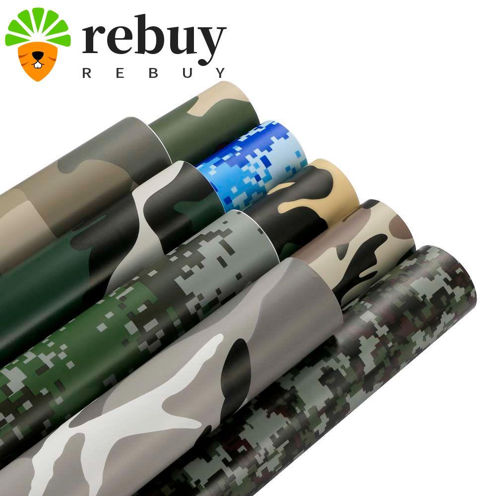 REBUY สติกเกอร์รถสีเขียว Camo ไวนิล PVC Auto Digital Wrap Film