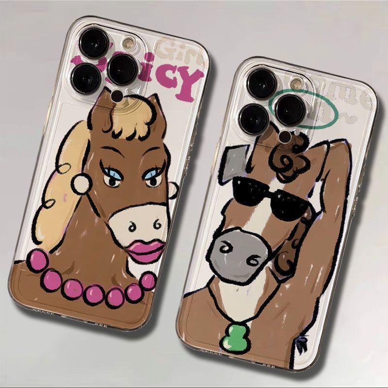 เคสโทรศัพท์ iphone คู่ม้าซิลิโคนอ่อนนุ่ม ip 8plus/x/xr/xs/11/12/pro/max/plus/13promax u490