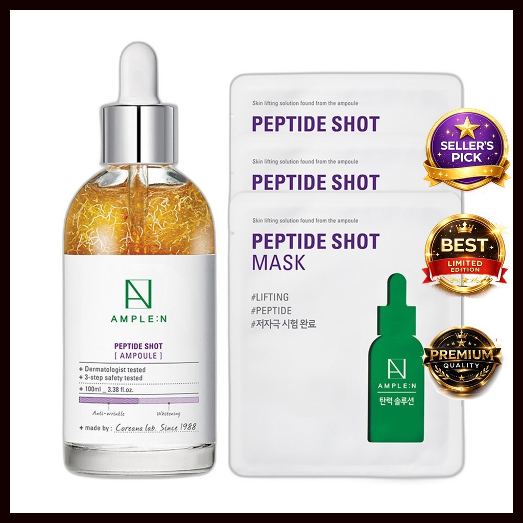 [ample:n] Peptide Shot Ampoule + Peptide Shot Mask, 100ml, 1pc / Korean Peptide Shot / สูตรต่อต้านวั