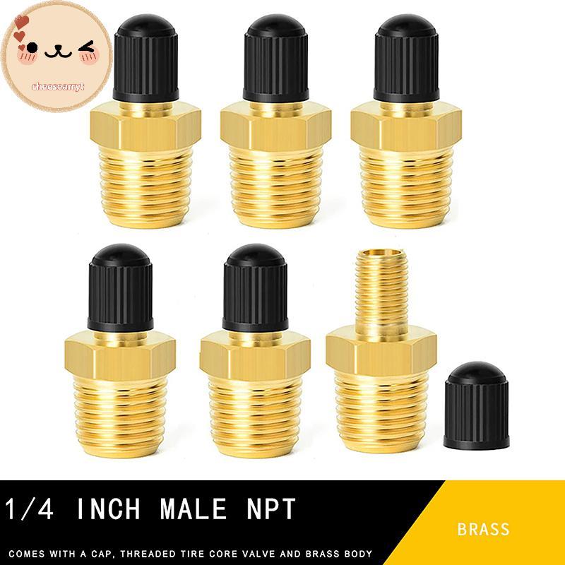 Chee 2 ชิ้นทองเหลือง Air Inflator อะแดปเตอร์ W/Valve Stem ภายใน 1/4 "NPT (M) มาตรฐาน Schrader วาล์ว 