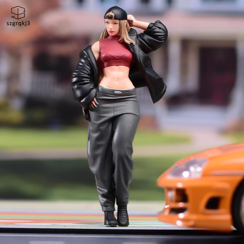 [szgrqkj3] 1/24 Scale Cool Girl Model Tiny People Model Architectural People for Fairy Garden