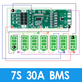BMS 7S 24V 10A 15A 20A 30A Li-ion 18650 แบตเตอรี่ชาร์จพร้อมฟังก์ชั่นสมดุลวงจรสั้น/อุณหภูมิป้องกัน