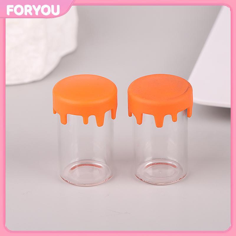 FORYOU 2 ชิ้นขวดแก้วซิลิโคนฝาปิดกรณี Jar ขวดขี้ผึ้งคอนเทนเนอร์กล่องเก็บห้องครัวสมุนไพรขวดเปล่าอุปกรณ