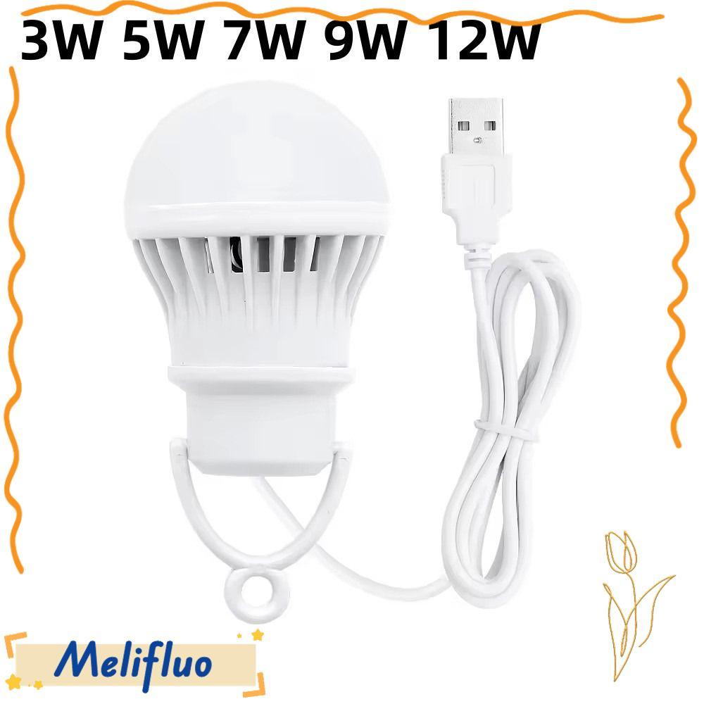 MELIFLUO หลอดไฟ LED, ไฟอ่านหนังสือ LED หลอดไฟ USB, ไฟฉุกเฉิน 3W 5W 7W ไฟกลางคืนสําหรับเต็นท์ตั้งแคมป