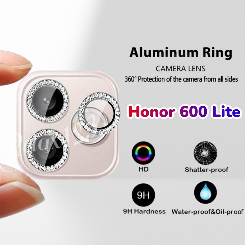 สําหรับ Honor 600 Lite 5G Max HD Glitter เพชรโลหะแหวนกล้องกระจกเลนส์สําหรับ Honor 600 Pro Honor600Lite Honor600 Lite Honor 600Lite 5G 2026 เลนส์กระจกป้องกัน